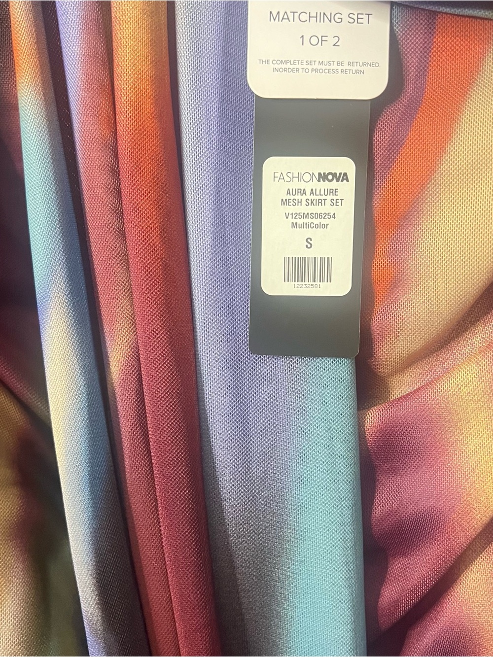 Fashion Nova Abstract Purple Blue Rust Maxi Skirt Set - Picture 6 of 6